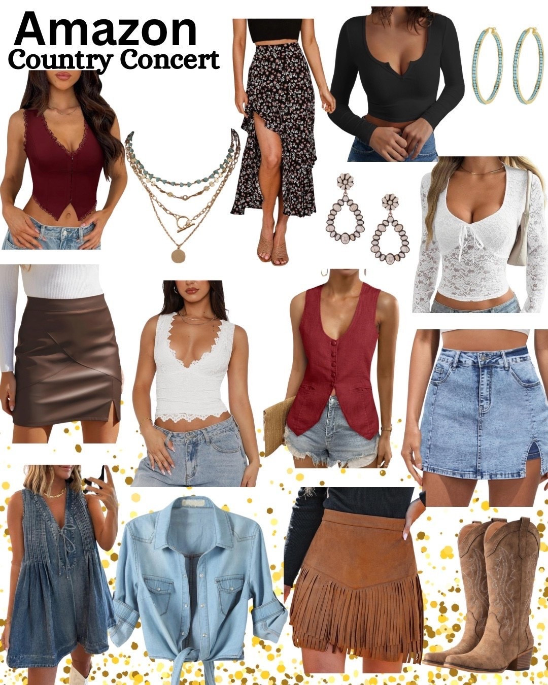 Country concert outfit. Western style. Country outfit. Cowboy boots. Turquoise jewelry. Lace top. Denim outfit. Spring and summer country concert. Amazon fashion. Nashville trip outfit. Rodeo outfit

#LTKSeasonal #LTKTravel #LTKootd