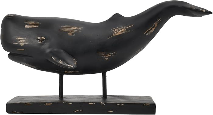 Guichifun Whale Statue Home Decor Accents - Resin Black Distressed Finish Farmhouse Ocean Whale F... | Amazon (US)