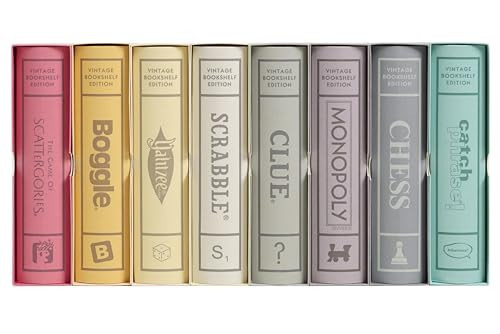 WS Game Company Collection of 8 Vintage Bookshelf Edition Board Games Including Scrabble, Monopoly, Clue, Yahtzee, Catch Phrase, Chess, Scattergories, and Boggle | Amazon (US)