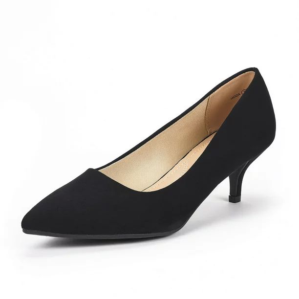 Dream Pairs Women's Dress Pump Shoes Low Heel Pointed Toe Wedding Party Heel Shoes Moda Black/Sue... | Walmart (US)