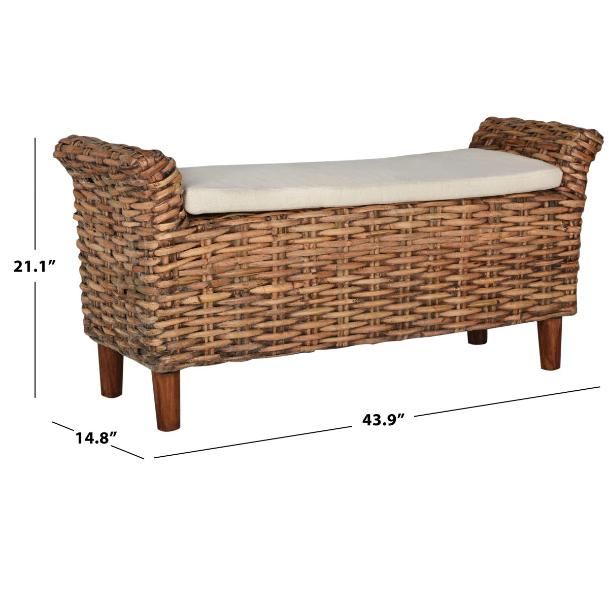 Stylish Upholstered Bench with Organic Woven Mango Wood & Durable Kretes Plant Fiber Design for H... | Wayfair North America