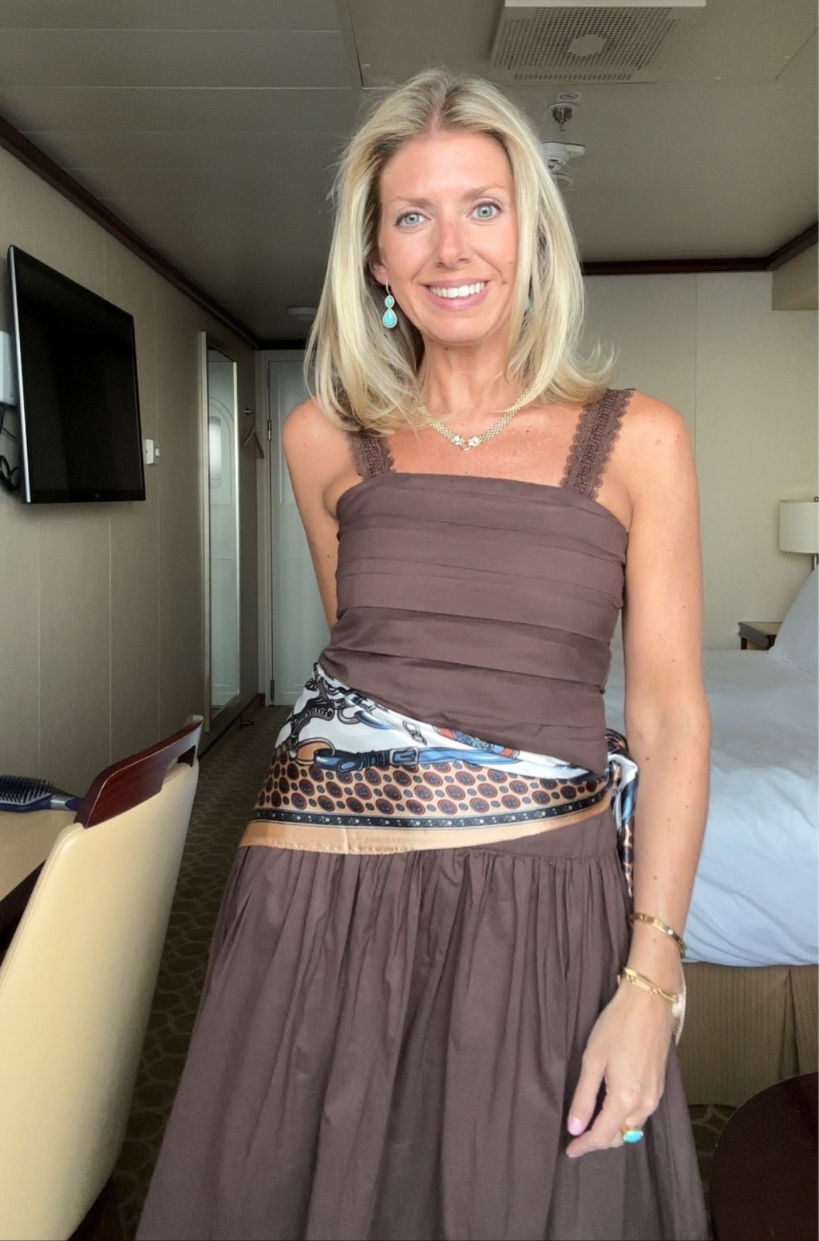 Loving the scarf trend over dresses and skirts

Brown midi maxi dress
Silk satin scarf
Summer dresses
Strappy sandals 
Work dress
Vacation outfit Europe

#LTKOver40 #LTKWorkwear #LTKTravel
