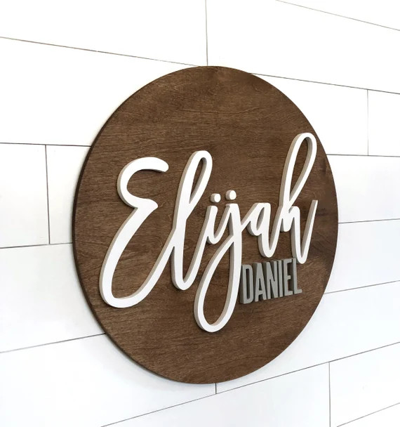 Nursery Wood Name Sign Round Plaque Large Sign Crib Sign | Etsy | Etsy (US)