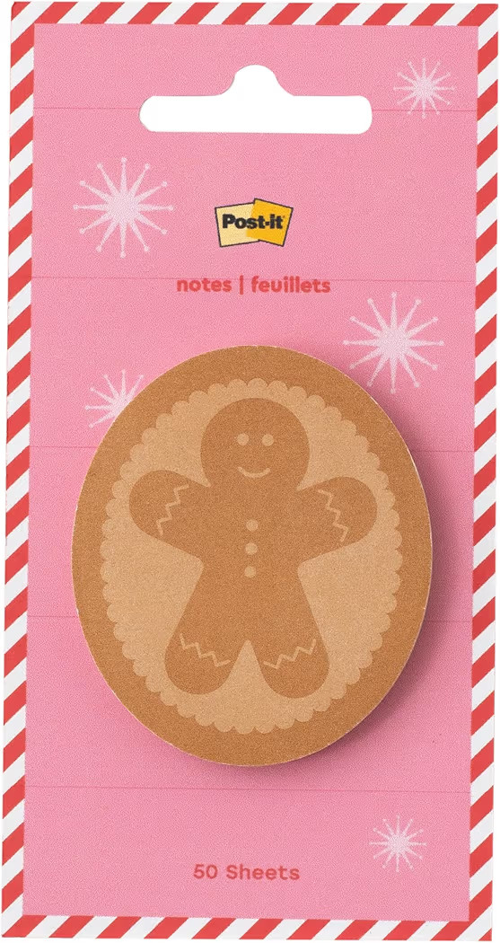 Post-it Jingle Sticky Notes, Gingerbread Man Design, 2 in. x 2.4 in., 1 Gingerbread-Shaped Christ... | Amazon (US)