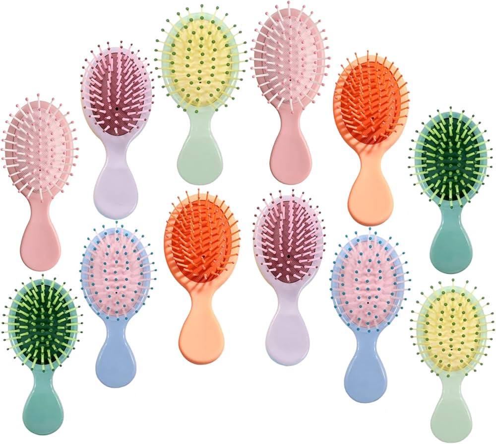 12 Pack Mini Hair Brush Bulk, Wet Hair Brush for Travel, Mini Brush for Most Hair Types, Travel B... | Amazon (US)