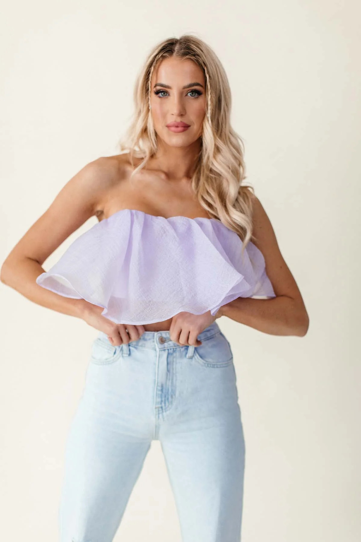 Evie Lavender Ruffle Tube Top | The Post