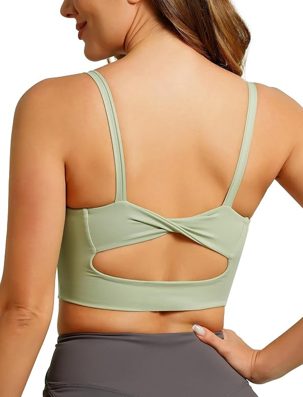 ABOCIW Women Twist Back Cutout Sports Bra Scoop Neck Padded Medium Impact Yoga Bra Workout Crop T... | Amazon (US)