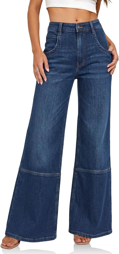 Cicy Bell Womens Bell Bottom Jeans High Waisted Flared Denim Pants | Amazon (US)