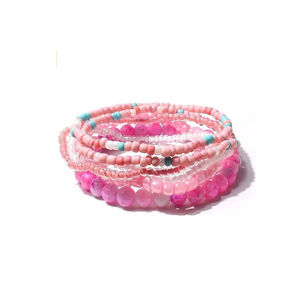 6-10Pcs Bohemian Stackable Beaded Bracelet Set for Women Friend Boho Layered Faux Pearl Crystal S... | Amazon (US)