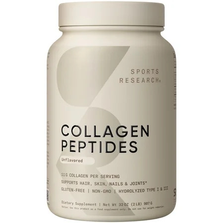 Sports Research® Collagen Peptides - Hydrolyzed Type 1 & 3 Collagen Powder Protein Supplement (82 Servings) | Walmart (US)