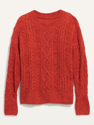 Marled Cable-Knit Popcorn Sweater for Women | Old Navy (US)