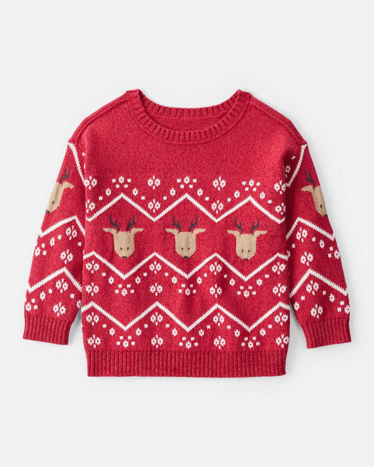 Toddler Boy Christmas Reindeer Fair Isle Cotton Long-Sleeve Sweater - Red | Carter's Inc