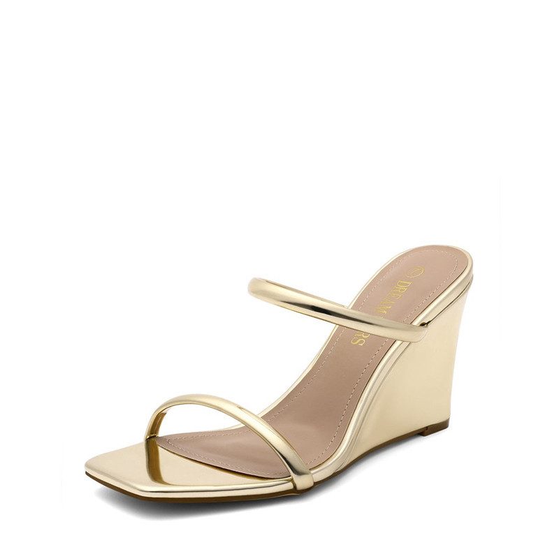 DREAM PAIRS Square Toe Double Wedge Sandals | Dream Pairs