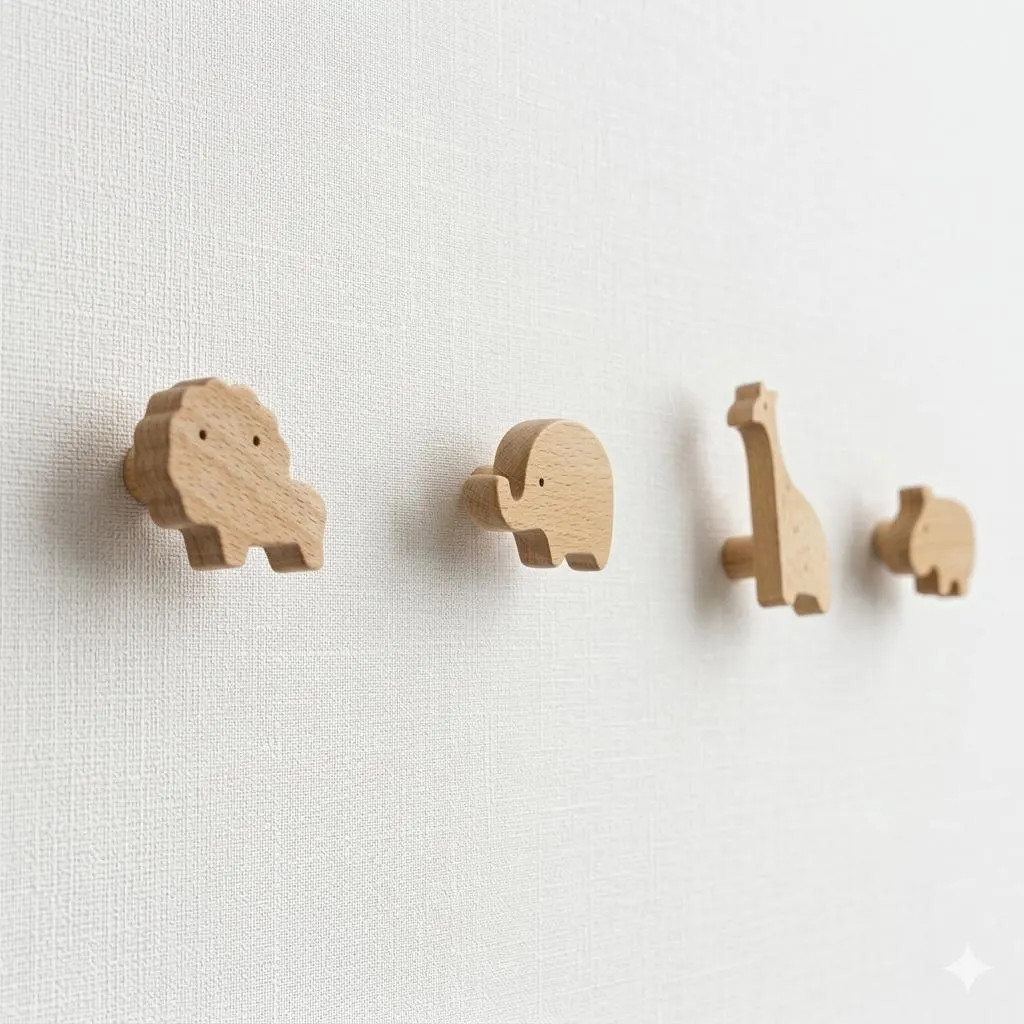 Wooden Safari Animal Wall Hooks – Nursery, Kids Room, Boho Coat Rack | Etsy (Global)