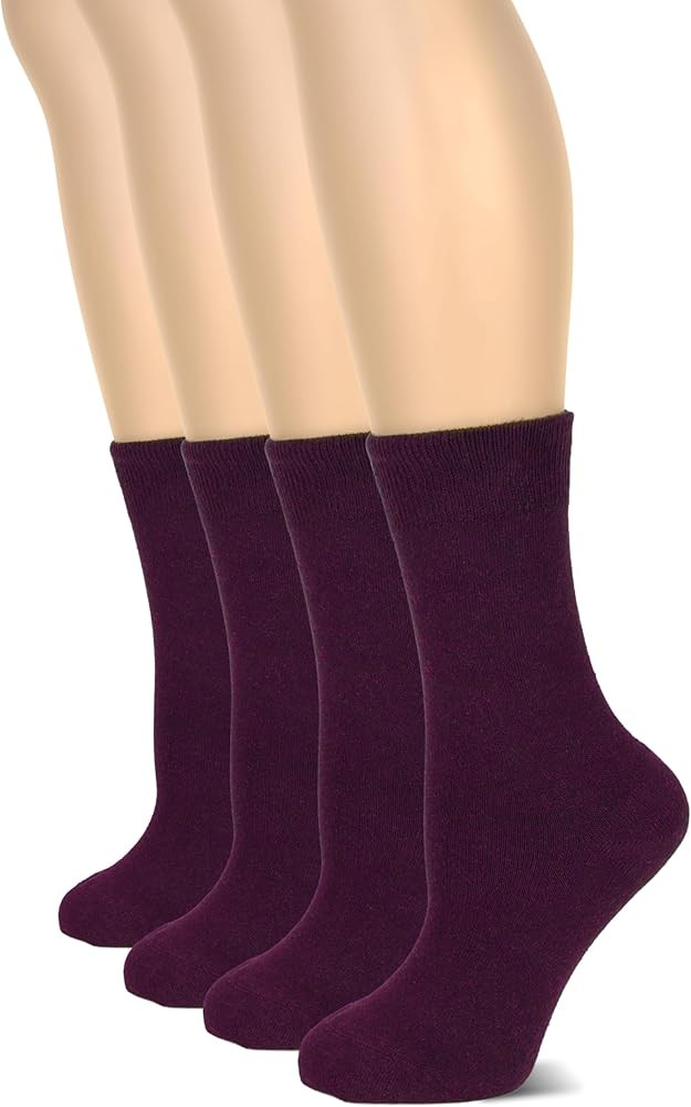 Hugh Ugoli Women's Cotton Crew Socks, Soft, Regular Fit, Plain Color Casual Socks for Trouser, Sh... | Amazon (US)