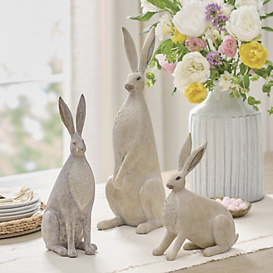 Tabletop Hares, Set of Three | Grandin Road | Grandin Road