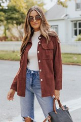 Sienna Brown Corduroy Utility Shacket | Magnolia Boutique