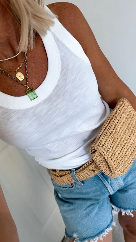 Necklaces on sale
Mothers Day gift
Personalized gift- my initial necklace is 14-16 inches, figaro chain
Belt bag
Tank top
Jean shorts

#LTKxMadewell #LTKstyletip #LTKsalealert