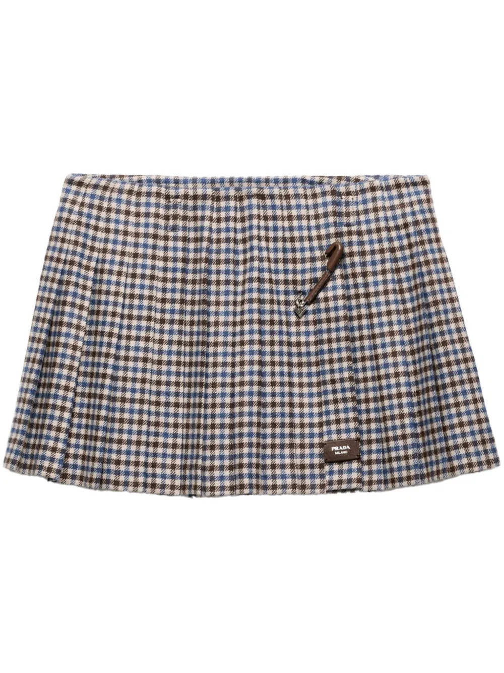 Prada Checked Wool Mini Skirt | Brown | FARFETCH UK | Farfetch Global