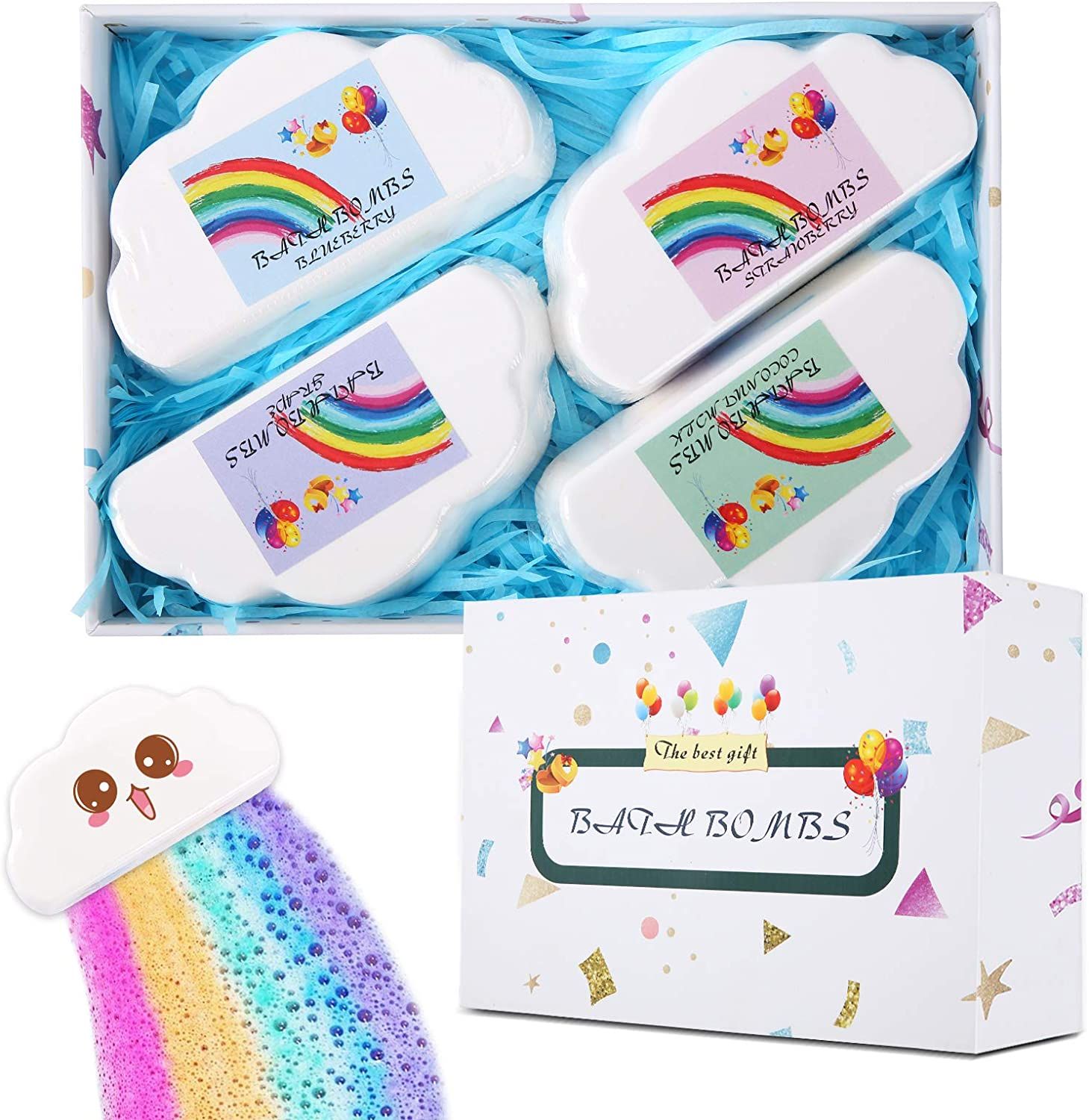 Sagekia Magic Rainbow Bath Bombs Gift Set, 4oz×4Pcs Organic Bath Bombs 99% Natural Ingredients, ... | Amazon (US)