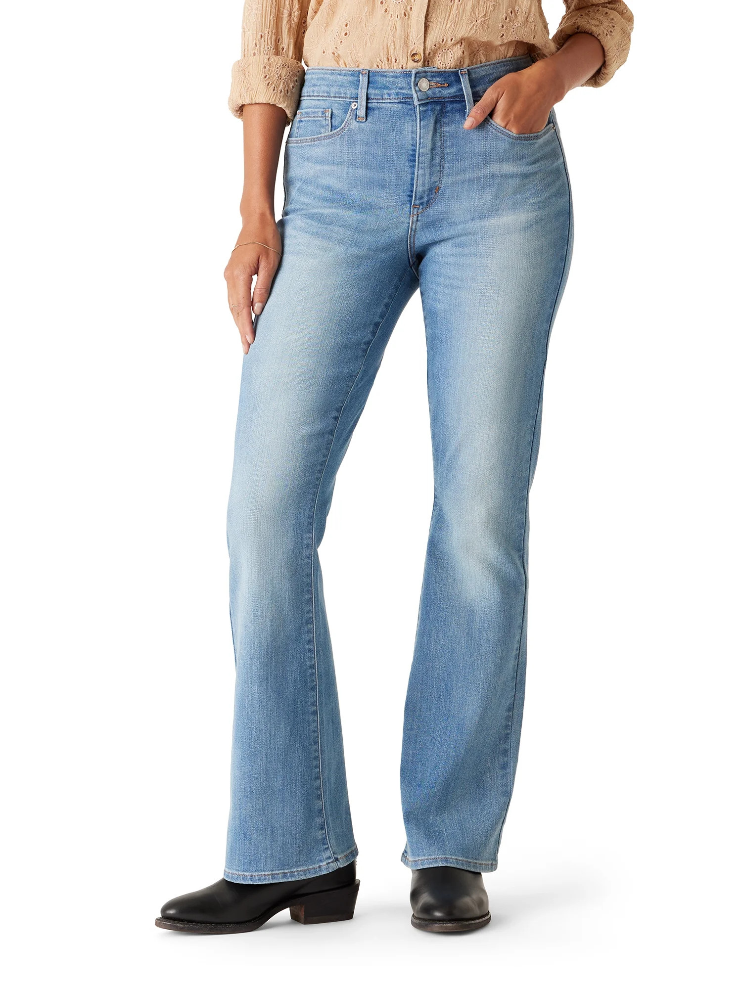 Levi Strauss Signature Women's and Women's Plus Mid Rise Bootcut Jeans, Inseams: Short, Regular, ... | Walmart (US)