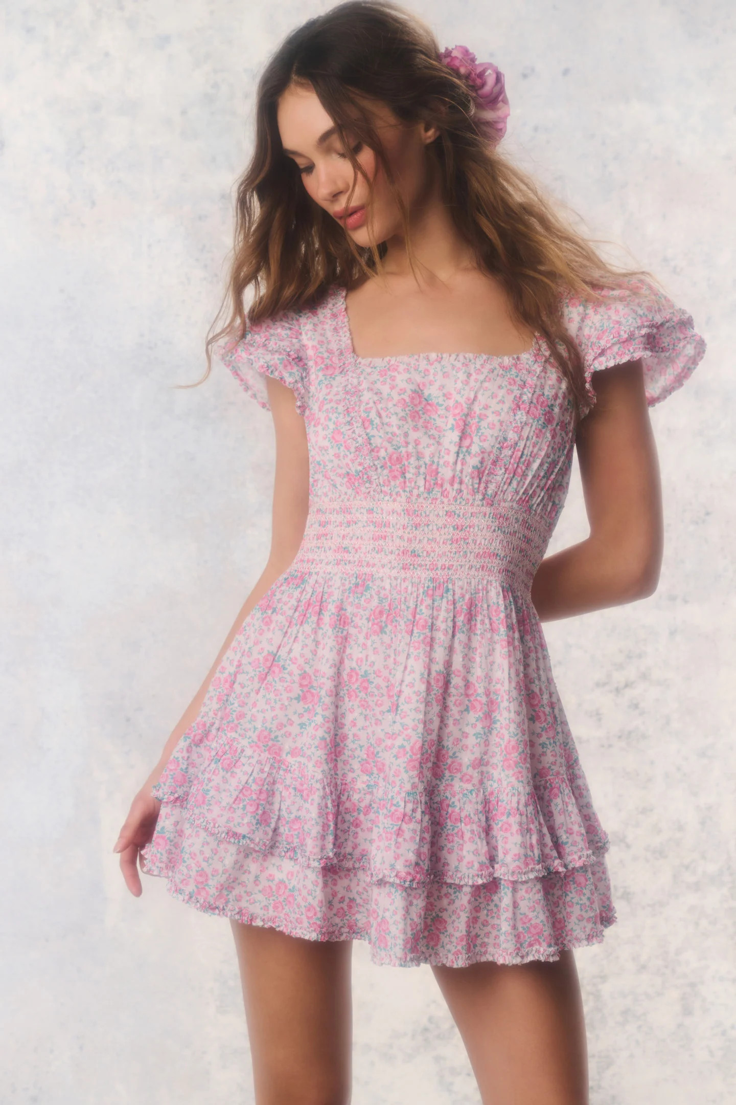 Re-Edition Stanton Floral Cotton Mini Dress | LoveShackFancy