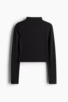 Mock Turtleneck Jersey Top - Black - Ladies | H&M US | H&M (US + CA)