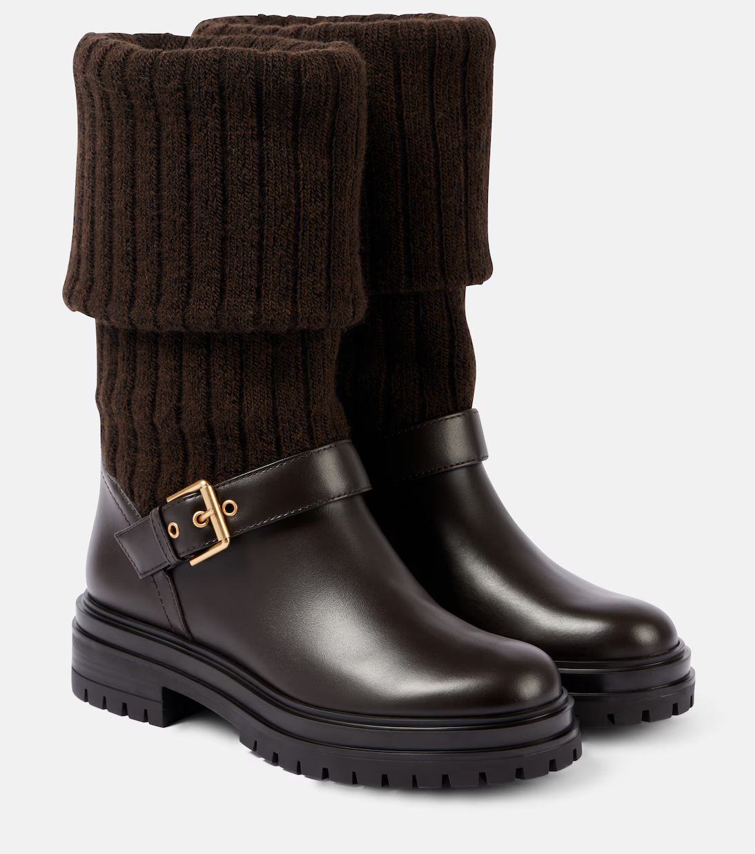 Thurso leather-trimmed biker boots | Mytheresa (US/CA)