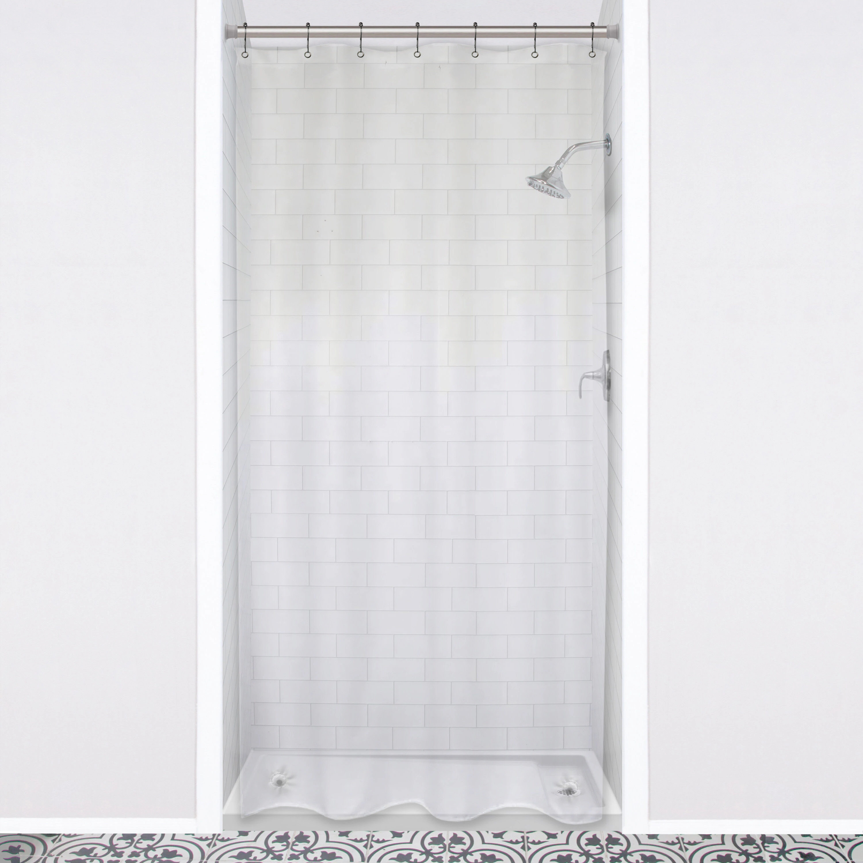 Style Selections Stall Sized Medium Weight PEVA 42.0-in W x 72-in L Clear Solid EVA/PEVA Shower liner | LW61147PDQ | Lowe's