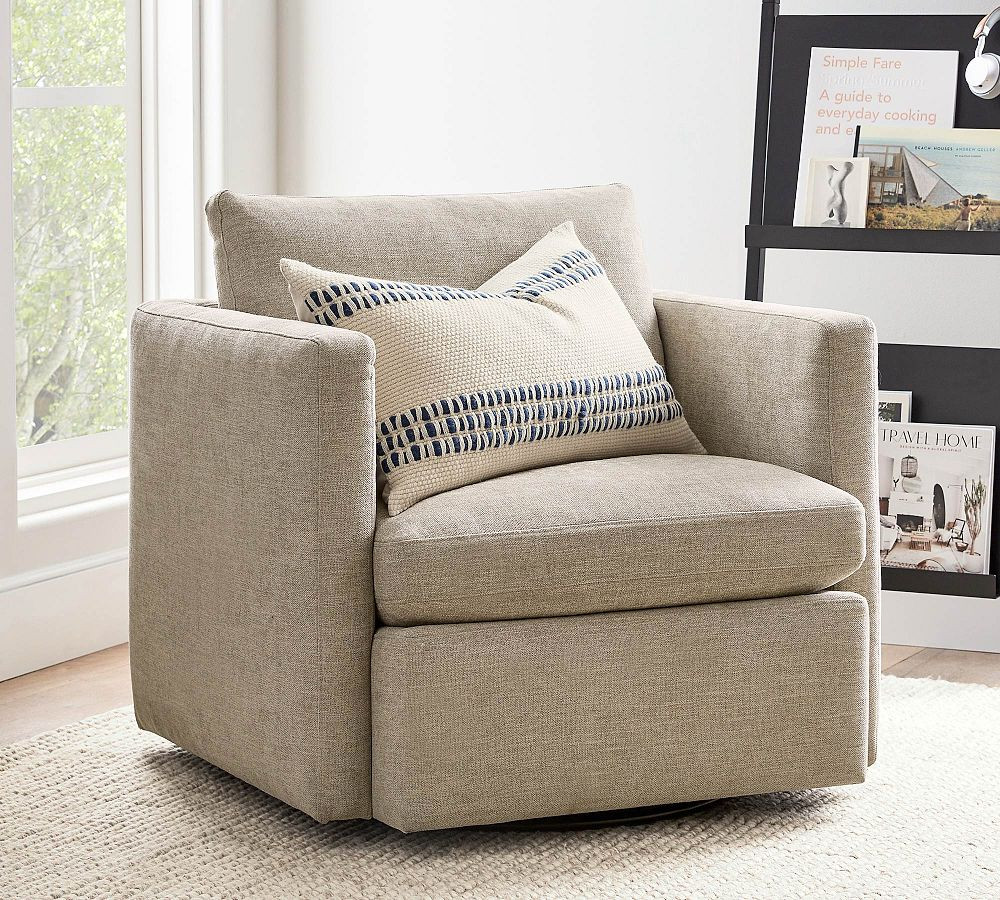 Menlo Upholstered Swivel Armchair | Pottery Barn (US)