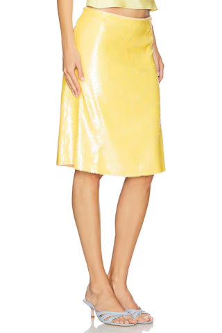 GUIZIO Isabelle Sequin Midi Skirt in Honey Butter from Revolve.com | Revolve Clothing (Global)