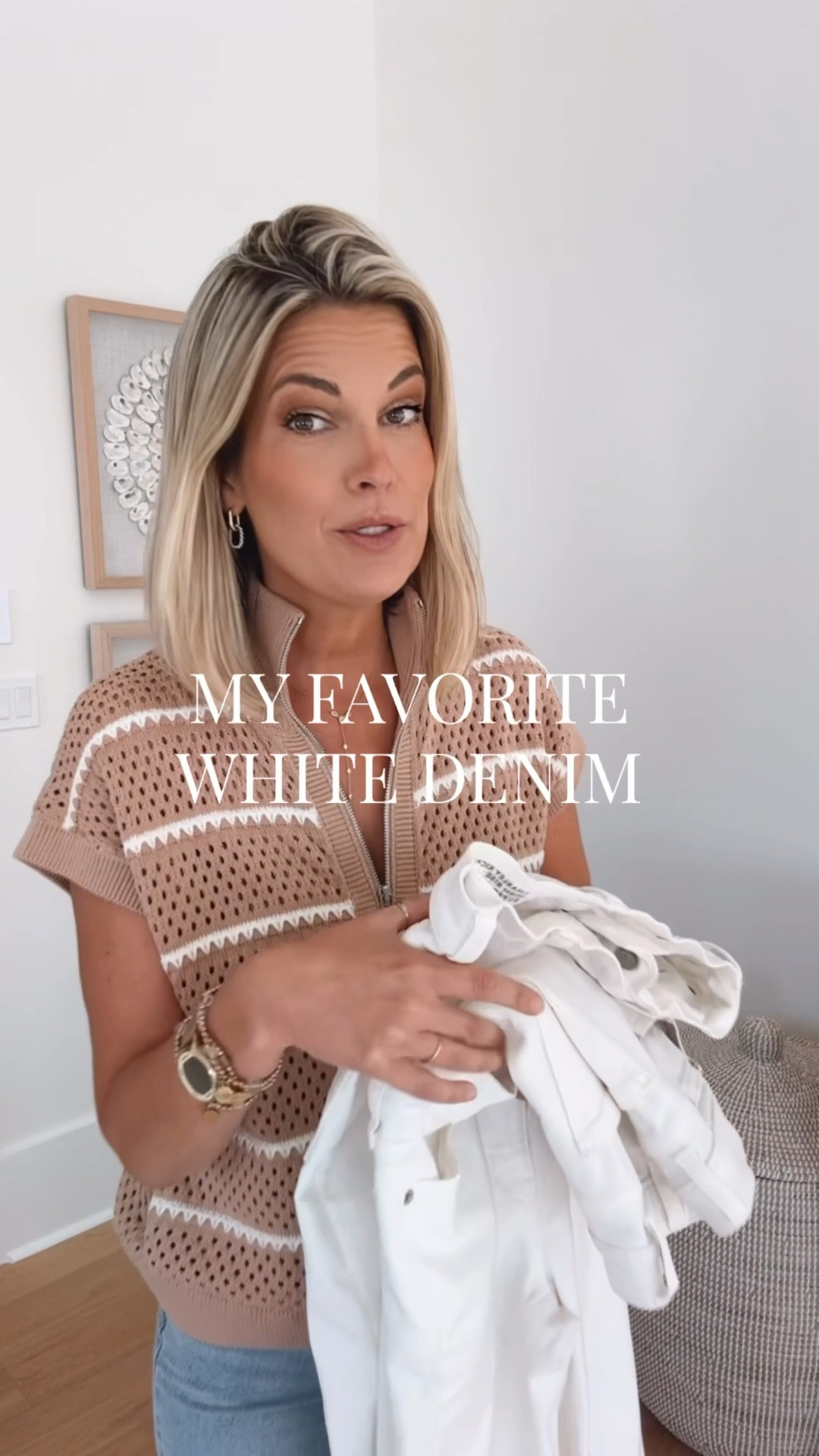 My tall friendly white denim favorites!! I am 5’11”. 
1. Wearing 27 tall in the straight leg white jeans. 

2. Wearing 27 tall in the cropped wide leg jeans.  These have a raw hem. 

3. Wearing small tall in the ecru full length wide leg jeans. Use my new customer discount code RACHELXSPANX for 15% off and free shipping.  

#LTKOver40 #LTKTall #LTKSaleAlert