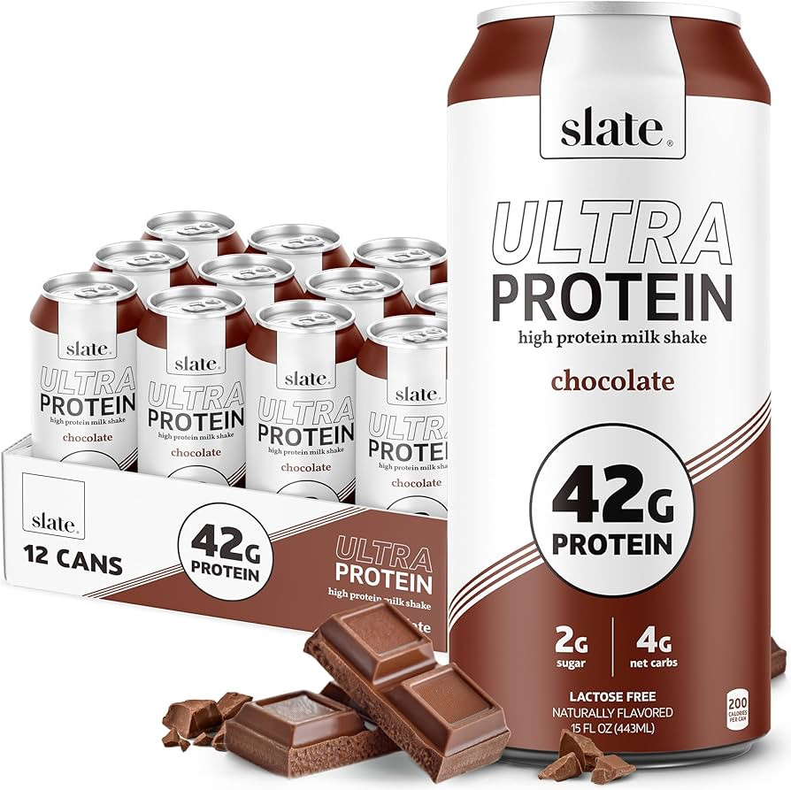 Slate Milk - Ultra Protein Shake - Chocolate - 42g Protein, 2g Sugar, 200 Calories, 4g Net Carbs ... | Amazon (US)