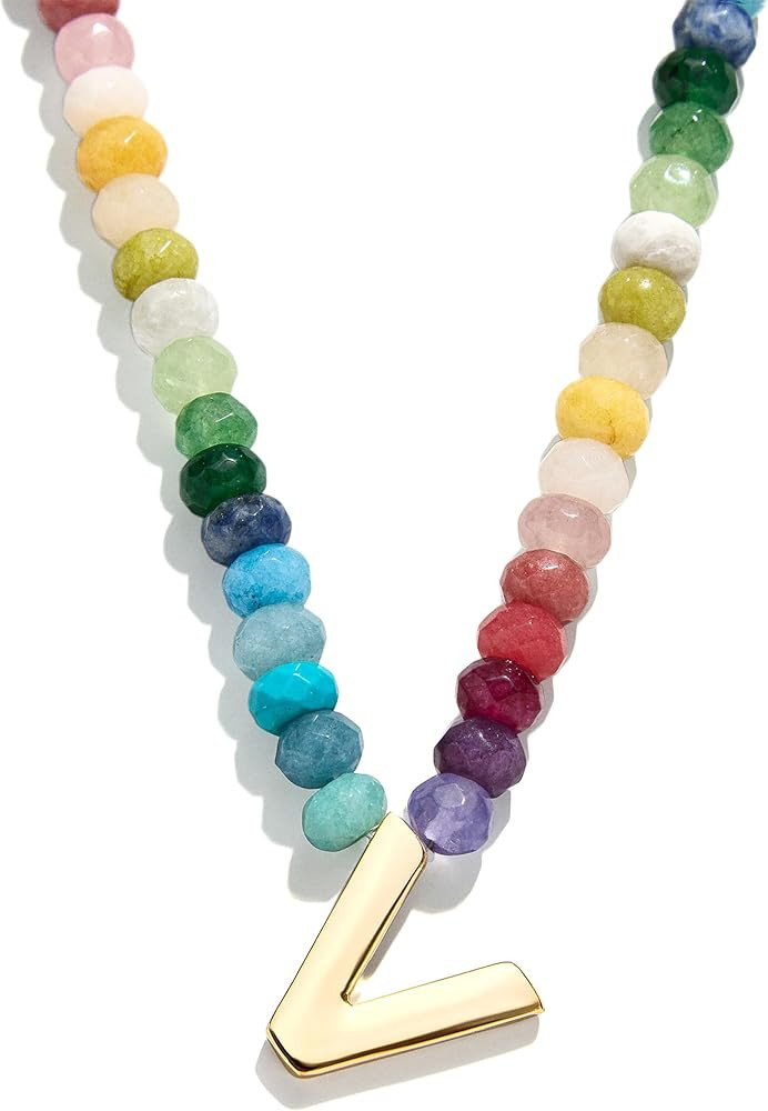 Semi-Precious Block Initial Necklace | Amazon (US)