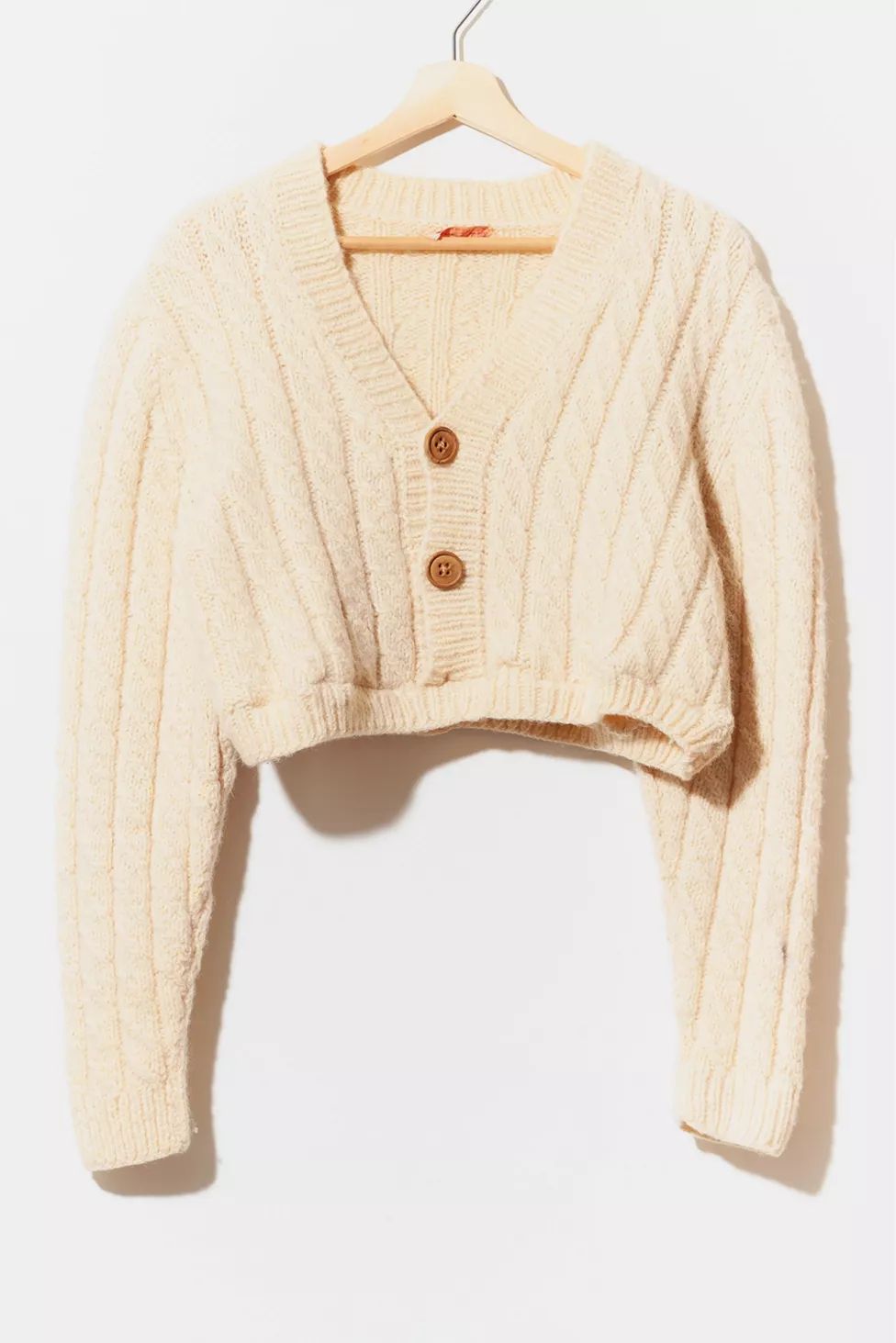 Vintage 1950s Distressed Handmade Wool Cropped Cardigan Sweater | Urban Outfitters (US and RoW)