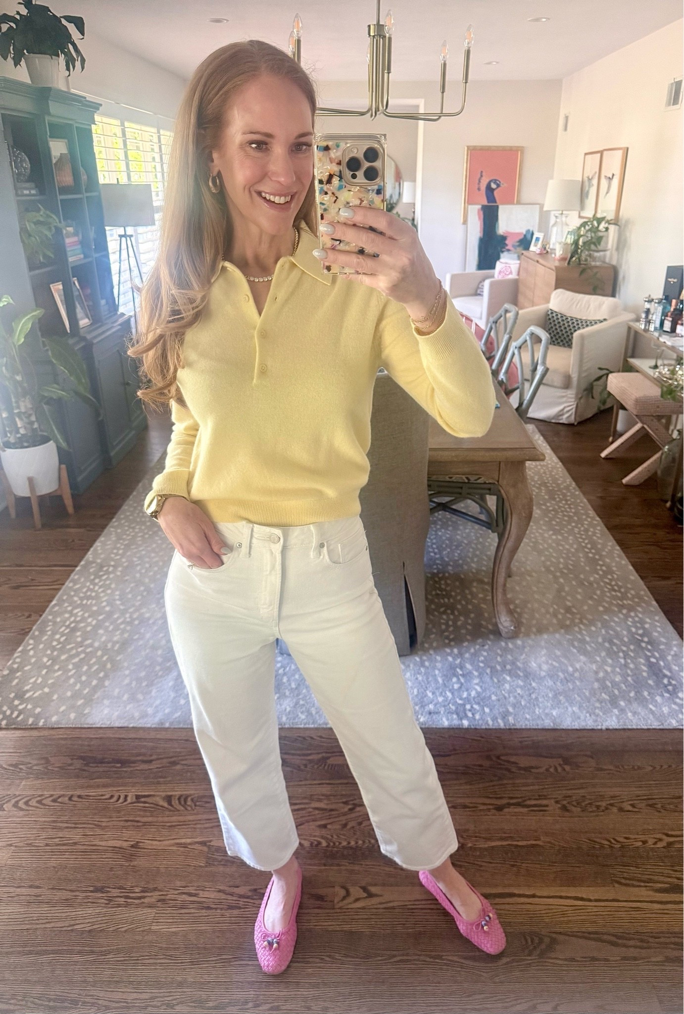 I can’t stop wearing this yellow polo sweater from @Aritzia! It’s so soft, lightweight, and the perfect color!
With my fav casual white jeans and pink woven @Steve Madden US flats 💛🩷

#LTKootd #LTKmomlife #LTKSeasonal