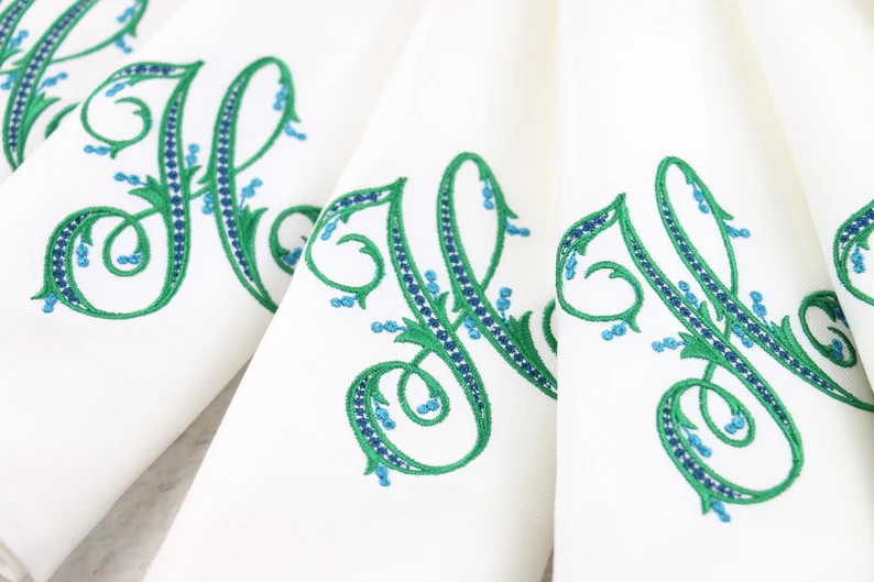 Set of 6 Monogrammed Napkins / Personalized Napkins / Dinner | Etsy | Etsy (US)