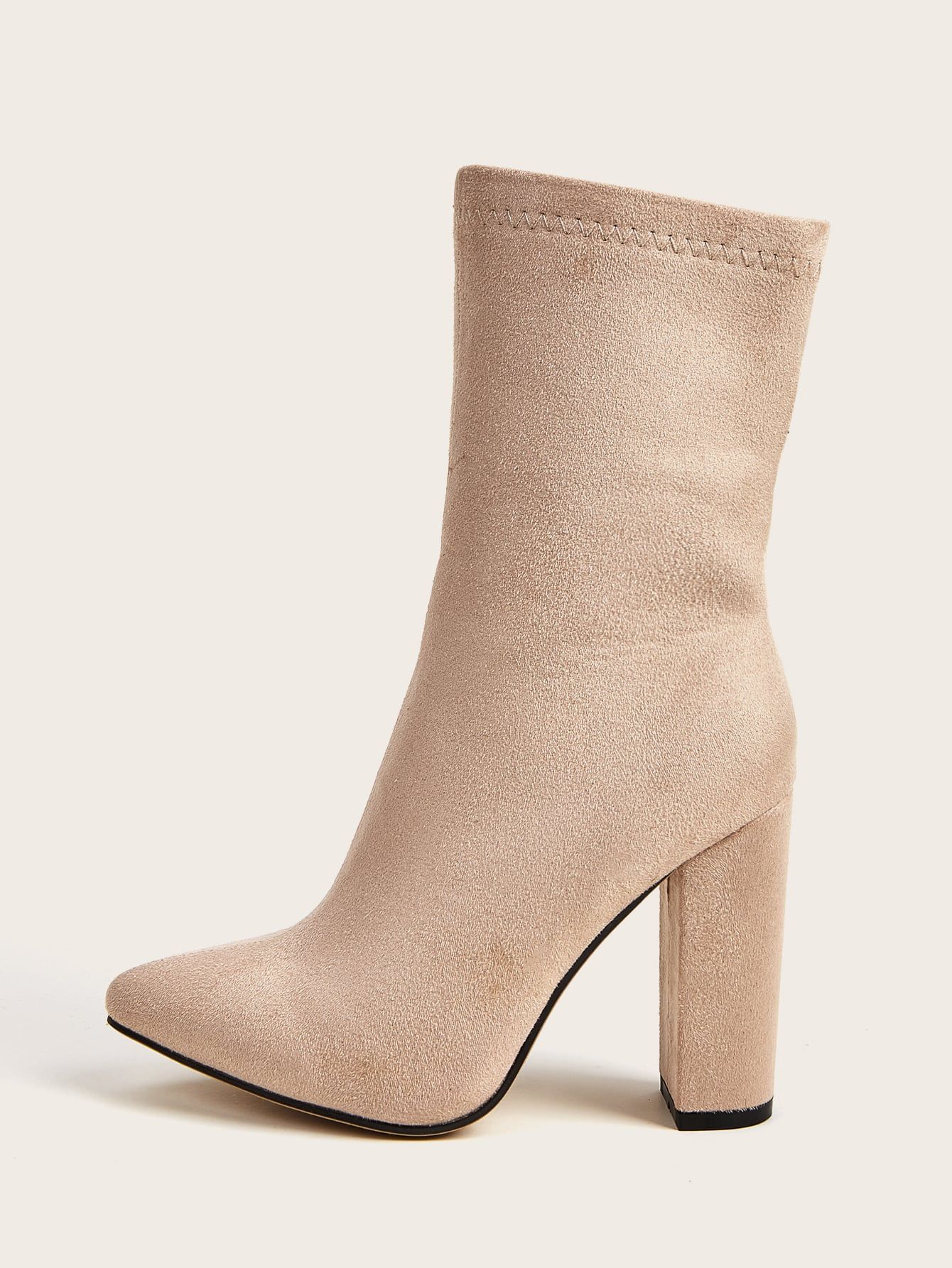 Point Toe Chunky Heeled Ankle Boots | SHEIN