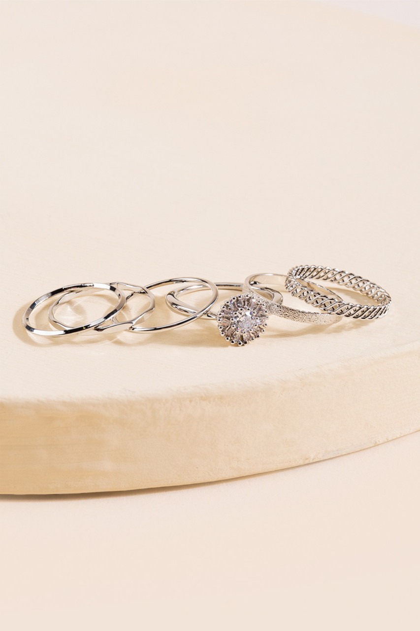 Anika Crystal Flower Ring Set | Francesca's