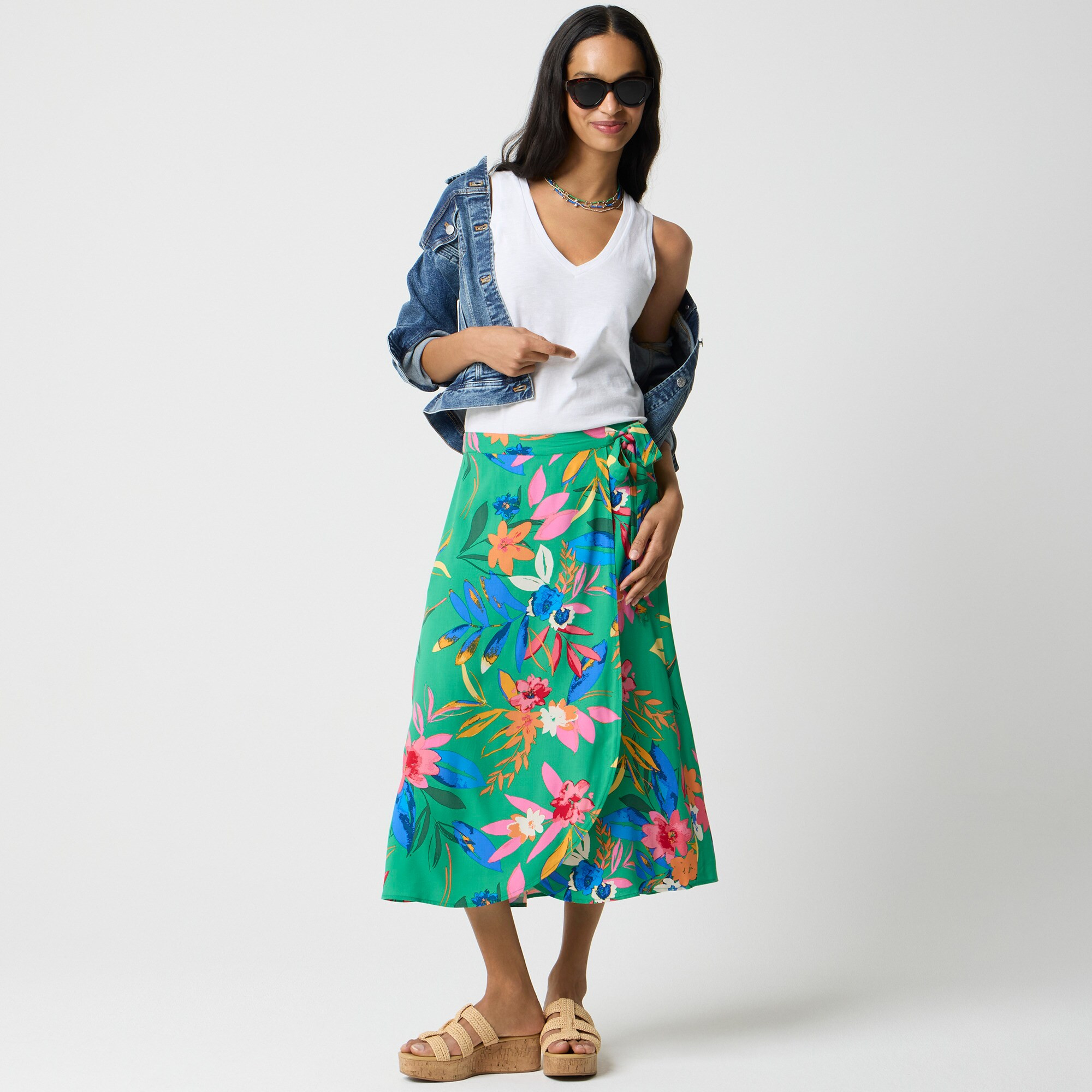 Printed faux-wrap skirt | J.Crew Factory