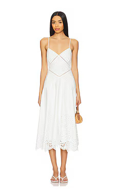 self-portrait Cotton Embroidered Midi Dress in Cream from Revolve.com | Revolve Clothing (Global)