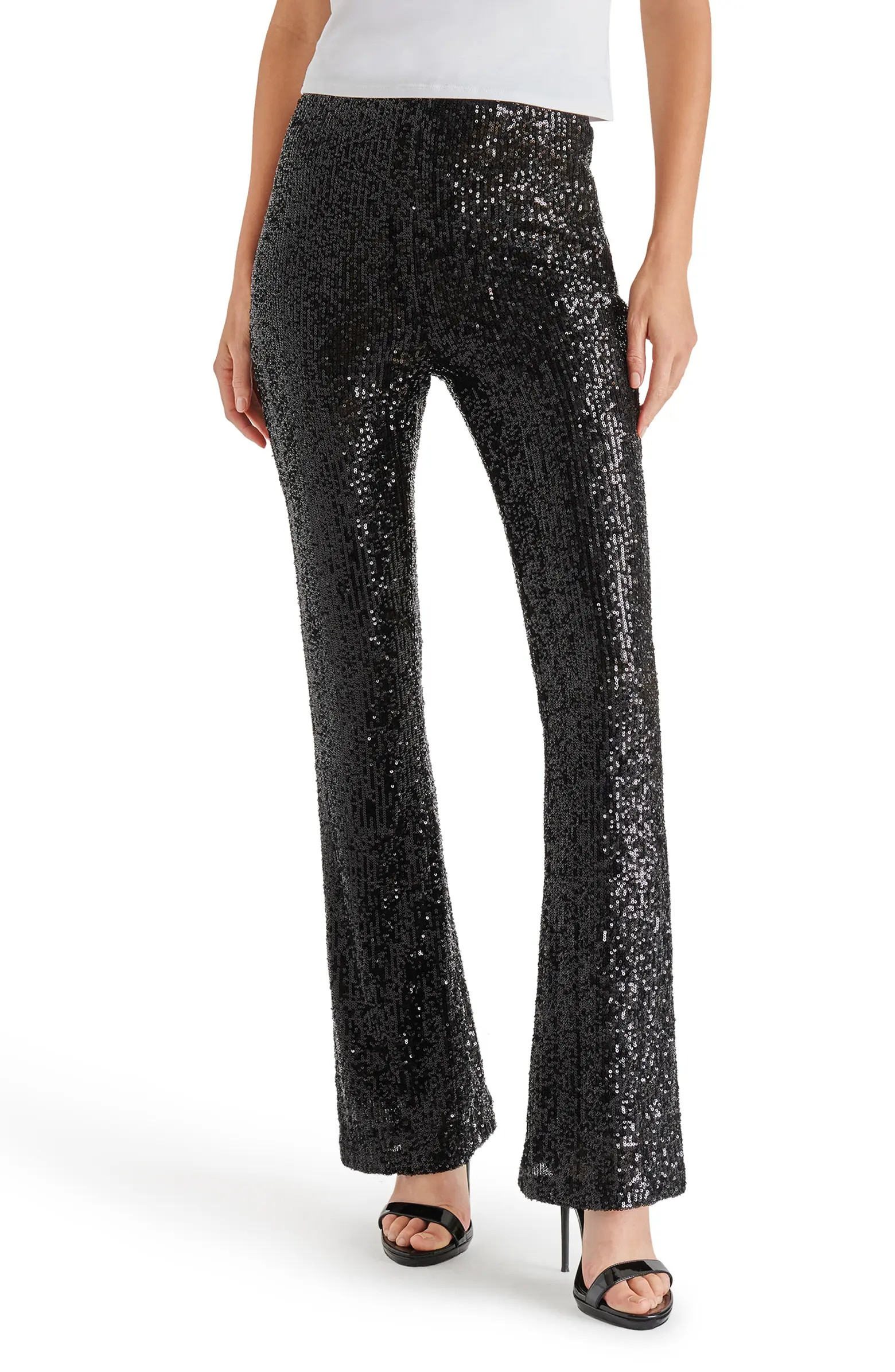 Steve Madden Citrine Sequin High Waist Flare Leg Pants | Nordstrom | Nordstrom