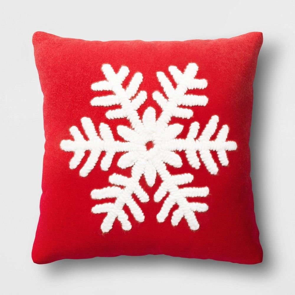 18"x18" Holiday Embroidered Snowflake Square Throw Pillow - Threshold™ | Target