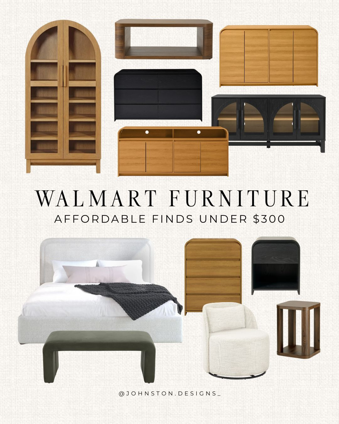 Walmart home favorites from the Better Homes & Gardens Juliet collection! Affordable home furnishing, furniture finds, decor, light oak honey, black, bench, living room, bedroom, cabinet, Walmart finds. 

 #LTKHome