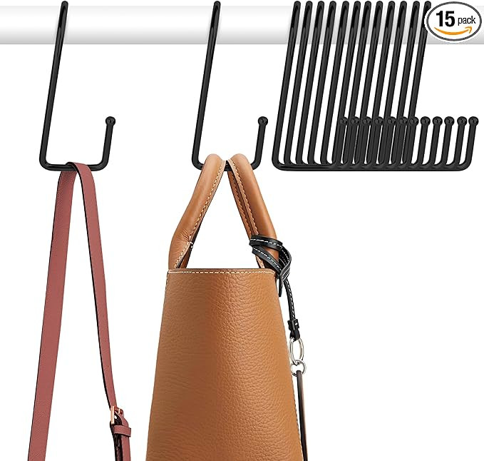 ZEDODIER 15 Pack Purse Hanger Purse Hooks for Closet, Sturdy Metal S Hooks Bag Organizer Backpack... | Amazon (US)