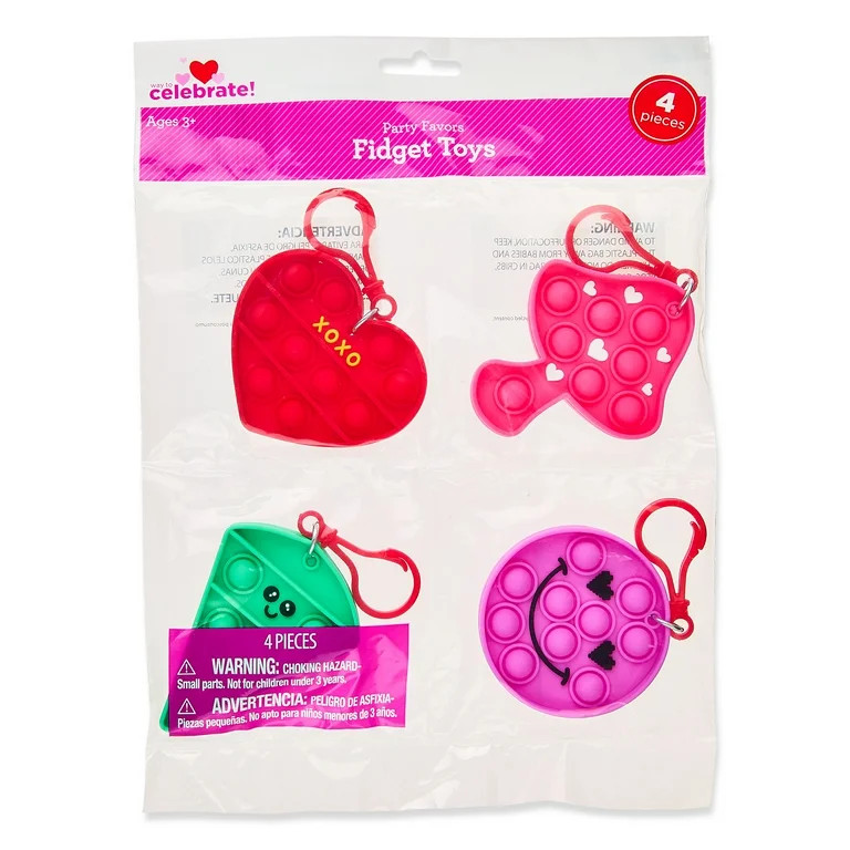 Fidget Toy Party Favors, Multicolor, 4 Count, Valentine's Day by Way To Celebrate | Walmart (US)