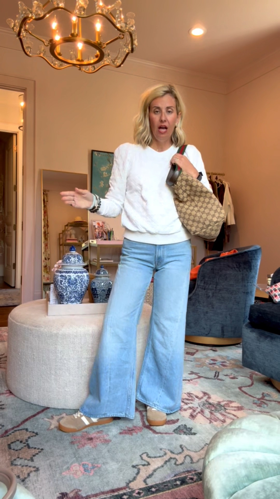 The Tnuck sport line is so so good! This is the softest pullover and looks so polished. I’m in small top, 26P jeans & 8 sneakers tts. 

*code Catherine20 at Allie + Bess