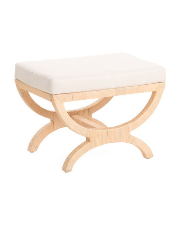 26x19x17 Azura Rattan Ottoman With Cushioned Top | Polyester | Marshalls