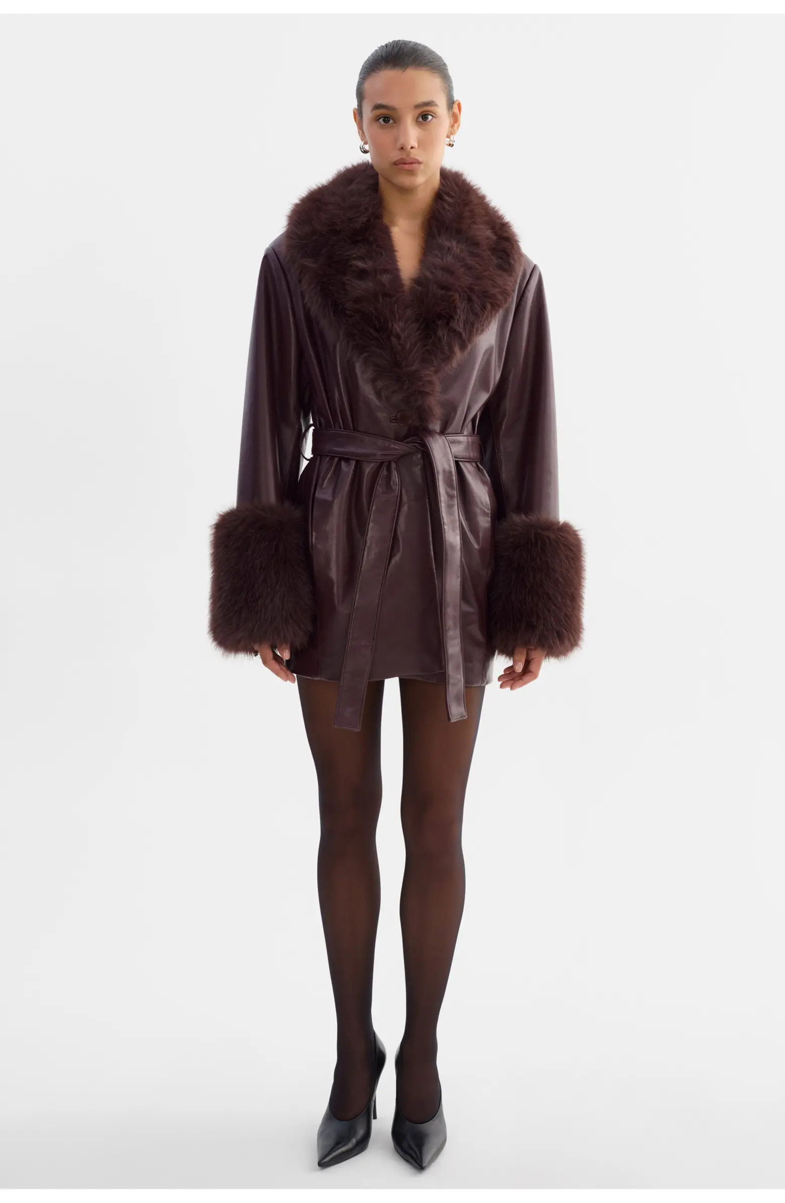 Rosabella | Recycled Leather Mid-Length Coat | Nordstrom