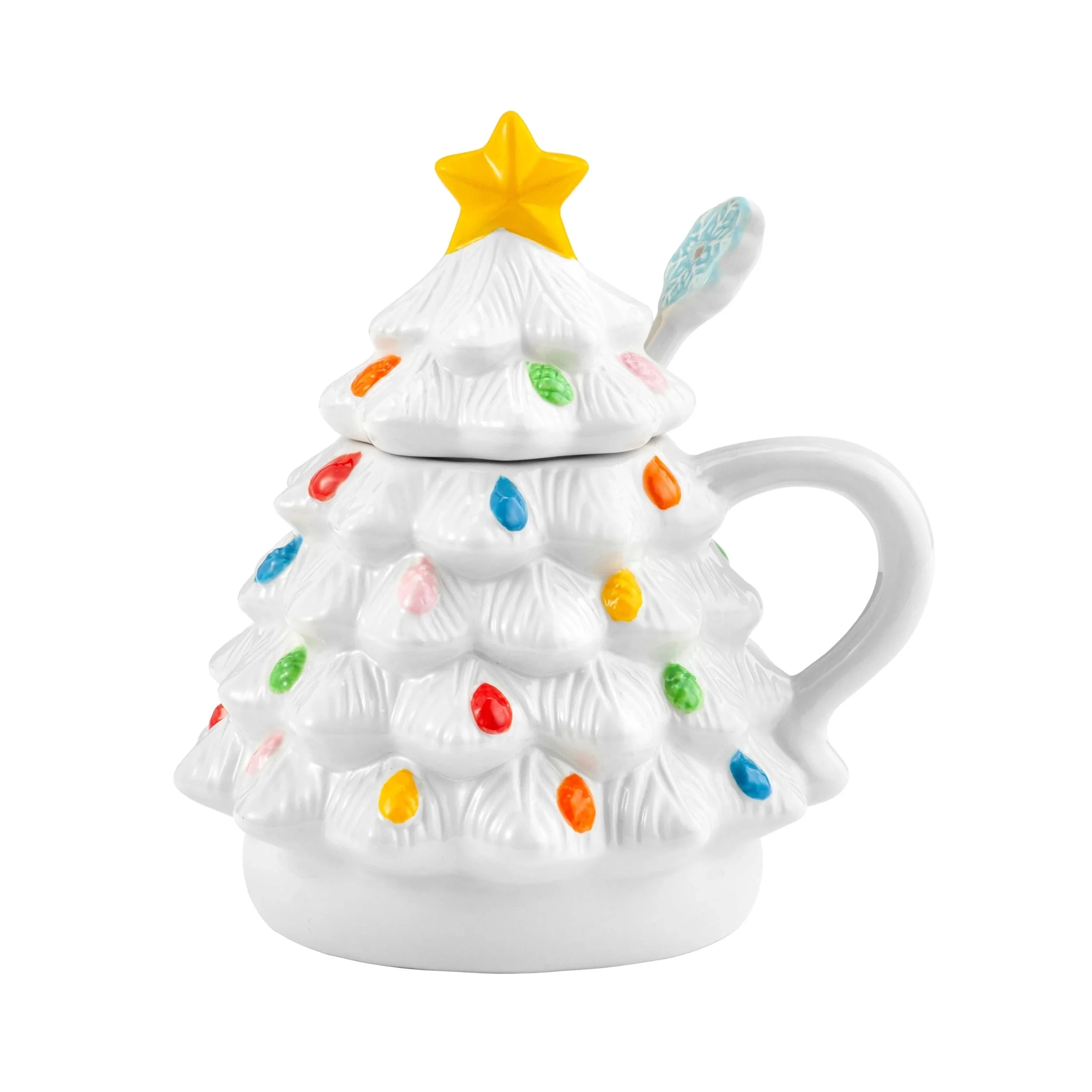 Mr. Christmas 16 oz Lidded Nostalgic Ceramic Tree Mug with Spoon, White | Walmart (US)